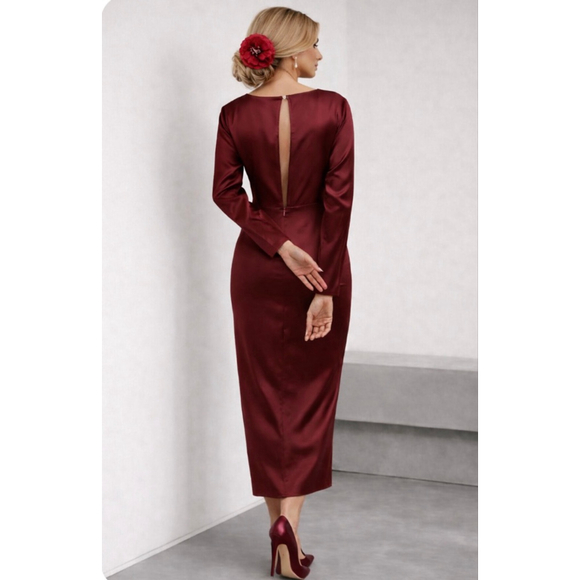 NWT Veronica Beard Maroon Silk Sabri Midi Dress 6 - Picture 2 of 4